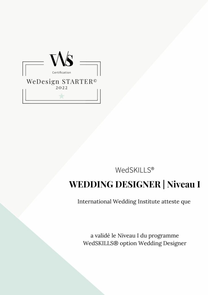 certificat formation wedding designer gratuite niveau I